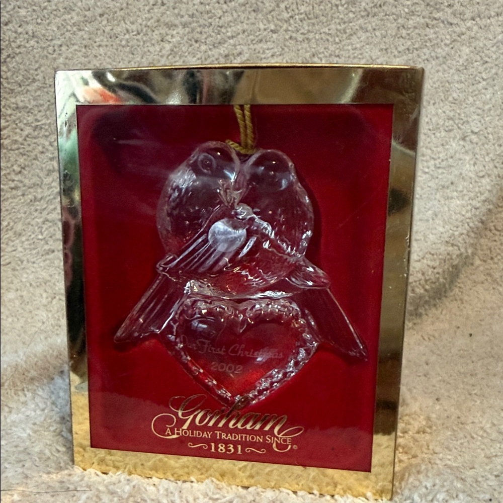 Gorham “Our First” Full Lead Crystal Doves Ornament 2002